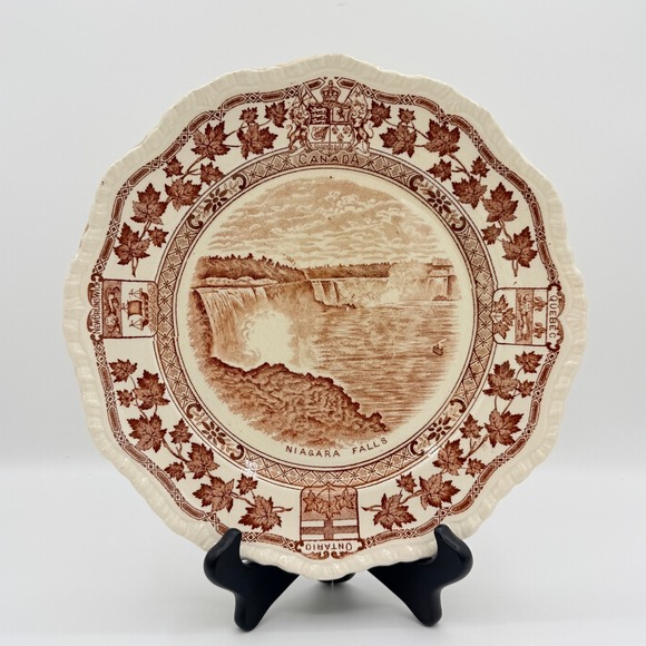 Mason's Other - Masons Ironstone Niagara Falls Canada Plate 1920s 1930s Brown Transferware